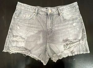 Grey Distressed Denim Shorts