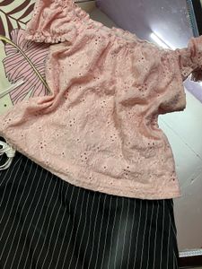 Pink Lace Off-Shoulder Top