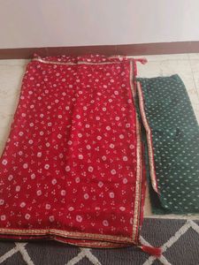 Red Bandhani Saree Brand new with blouse piece