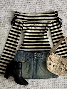 stripe y2k off shoulder top
