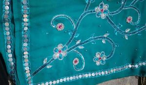Beautiful Teal Saree with Sequin Embroidery