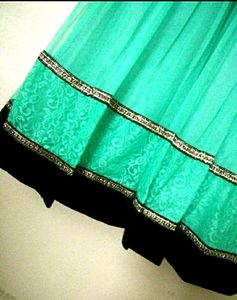 Pastel Green Anarkali With Velvet Jacket