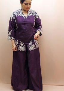 Elegant Purple Embroidered Kurta Set - Thread Work