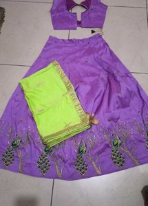 Purple Lehenga Choli with Peacock Embroidery