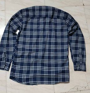 Navy Blue Checkered Casual Shirt –