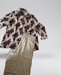 Boho Floral Print Shirt & Linen Pants Set