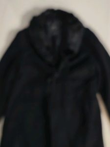 Elegant Black Faux Fur Collar Coat
