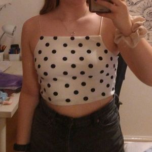 New Look White Polka Dot Camisole Top