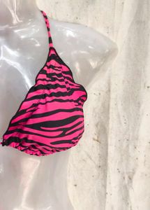Hot Pink Tiger Print Bikini Top