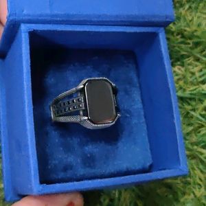 Black Octagon 925 Silver Ring For Men