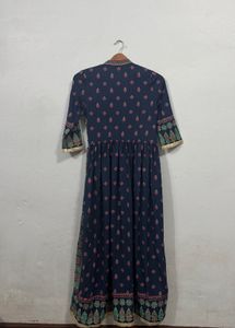 Navy Blue Printed Kurta Dreas