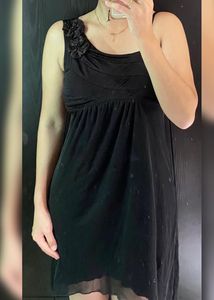 Black Dress with Floral Detail