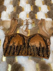 Coral fringes top lehenga set