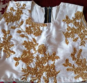 Elegant crop top with Golden Embroidery
