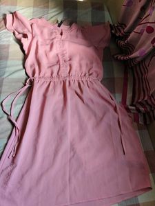 Chic Pink Ruffle Sleeve Mini Dress