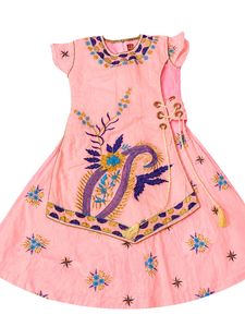 Beautiful Pink Embroidered Anarkali For Girl
