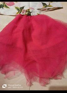 Cute Floral Print Top and Tulle Skirt Set