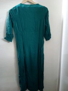 branded Teal Kurta with Embellished Neckline