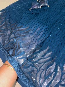 blue colour sequins lahenga