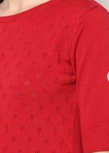 Chic Red Textured Top
