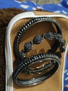 Oxidized Silver Bangles Set