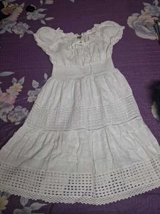 White Off-Shoulder Tiered Dress