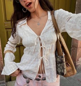 Sheer Tie-Front Blouse