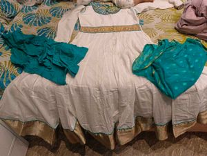pure cotton Elegant White Anarkali Suit