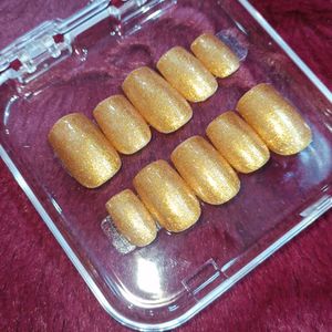 Gold Glitter Press-On Nails