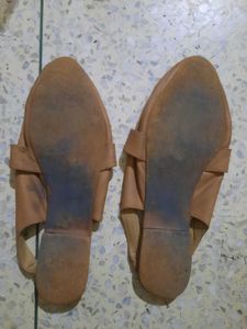Tan Faux Croc Pointed Flats