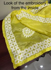 PURE SILK Elegant Yellow Chikankari Kurta Set