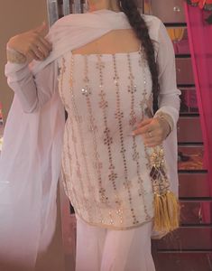 White Sharara Suit Set