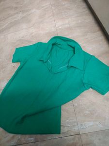 Collar Crop Top Green
