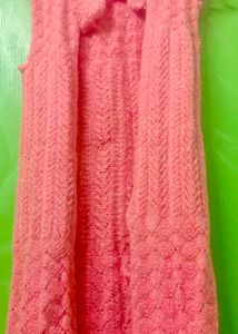 Coral Knit Sleeveless Cardigan back side