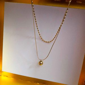 Double Layered Ball Anti Tarnish Gold Necklace