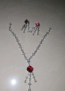 Exquisite Diamond &amp; Ruby Necklace Set