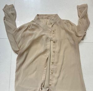 chiffon beige shirt