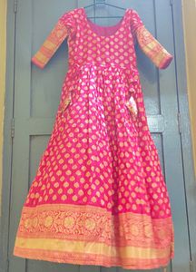 Elegant Pink Brocade Anarkali Dress