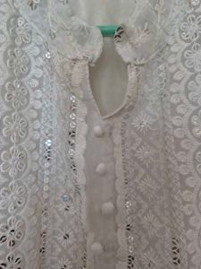 Elegant White Sequined Chikankari Kurta