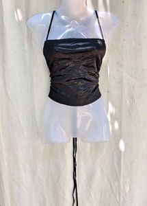 39209. Chic Ruched Black Cami Top