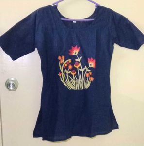 Embroidered Dark Blue Kurta