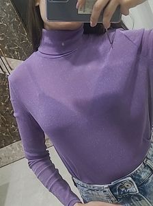 Purple Turtleneck Long Sleeve Top