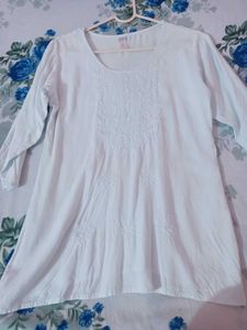 Chikankari-Style Cotton Kurti