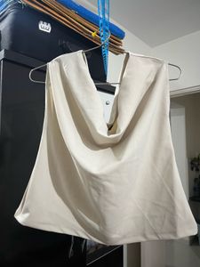 Cream Drape Neck Top