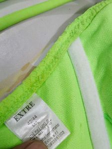 (300)Neon Green Lace Ruffle Bralette Top