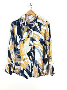 Retro Abstract Print Button-Up Shirt