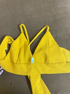 Mustard Colour Cami Top With Knot Tie At Back