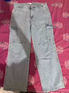 denim cargo with ripped knees