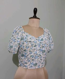 Floral Smocked Crop Top with Tie