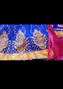 Royal Blue &amp; Red Lehenga Set